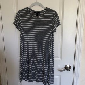 Grey & White Striped Tshirt Dress